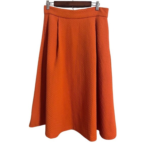 Eva Mendes Waffle Knit Maxi Skirt Orange M Preppy Classic Chic Retro Artsy 80s - Picture 1 of 11